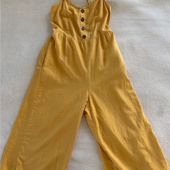 J for Justify Mustard Yellow Linen-Blend Wide Leg Jumpsuit | Size M - Picture 2 of 6